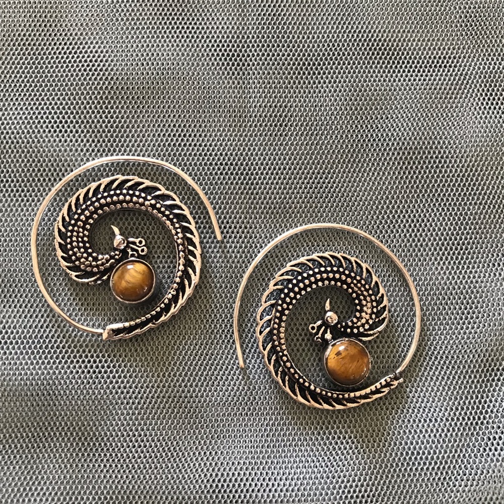 Bohemian spiral Silver Earrings